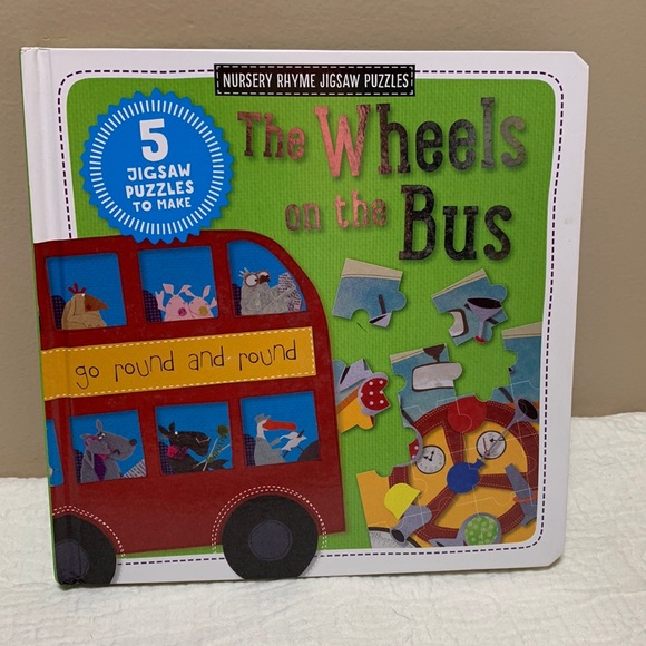Jigsaw Puzzles in a Board Book “Wheels on the Bus” - Picture 1 of 12